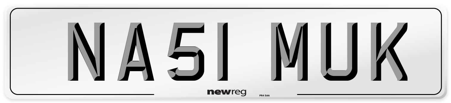 NA51 MUK Number Plate from New Reg